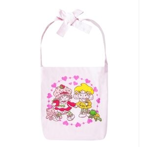 STRAWBERRY SHORTCAKE & LEMON MERINGUE Light Pink Hearts Canvas Tote Bag NWT